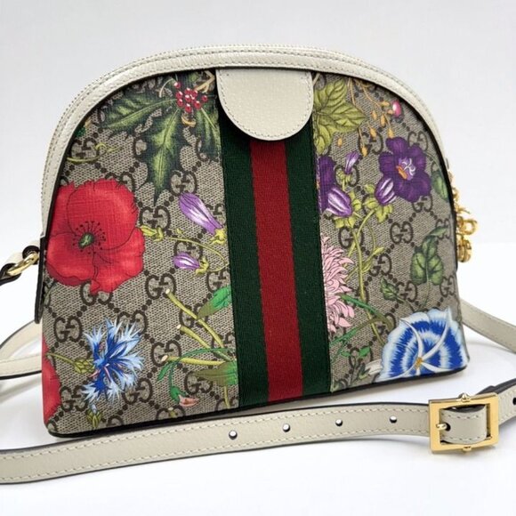 Gucci GG Flora Ophidia Shoulder Bag Supreme Khaki White - Picture 2 of 8